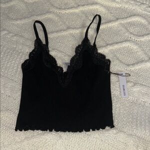Black Lace Trim Cami Top
